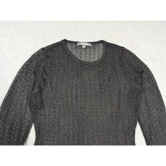 Lela Rose Women Top Small Open Knit Crewneck Metallic Long Sleeve Pullover - Picture 2 of 11